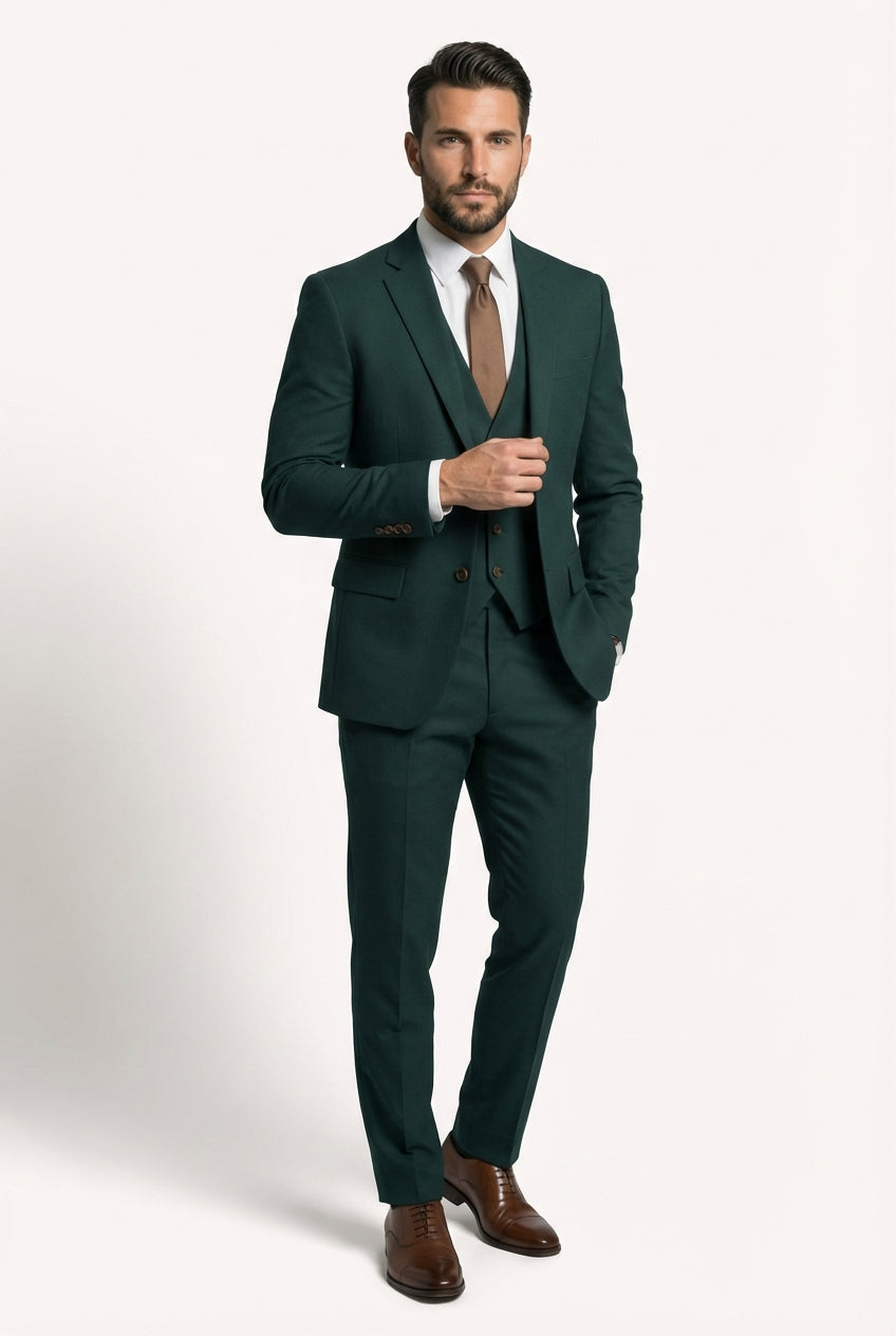 Three-Piece Wedding Suit-suits > three-piece suit-Laventaire-Dark Green-S-Laventaire