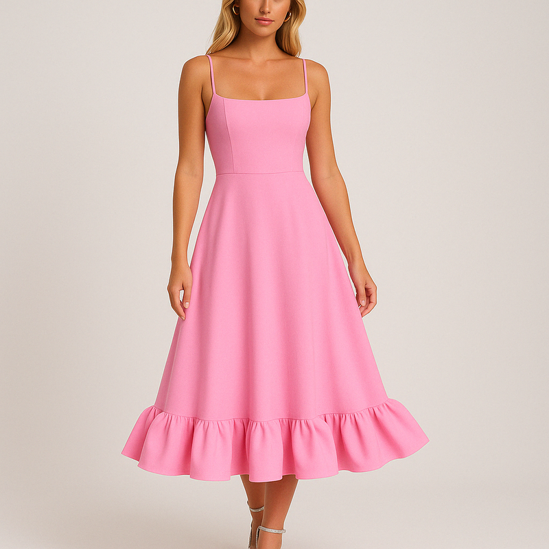 Tiered Ruffled Midi Dress-dresses > midi dress-Laventaire-Laventaire