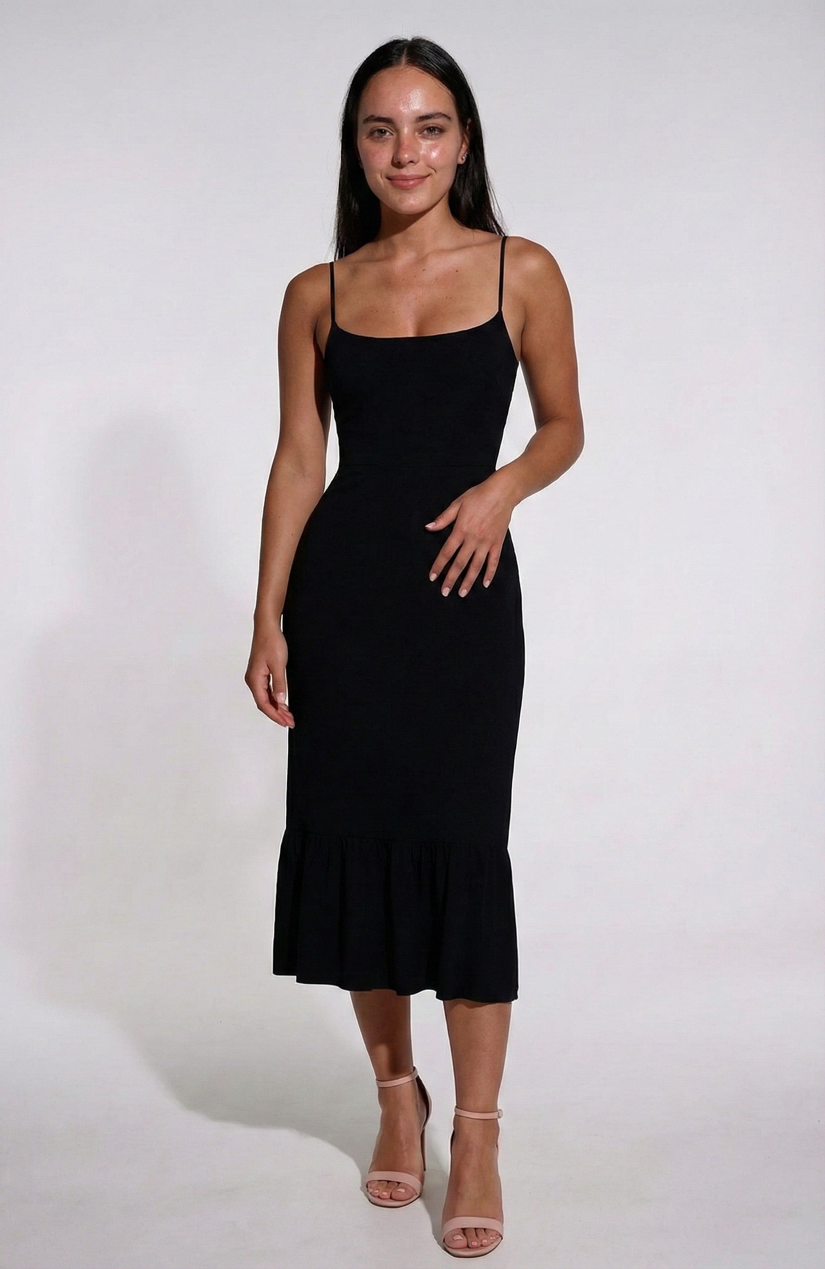 Tiered Ruffled Midi Dress-dresses > midi dress-Laventaire-Laventaire