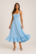 Tiered Ruffled Midi Dress-dresses > midi dress-Laventaire-Sky Blue-S-Laventaire