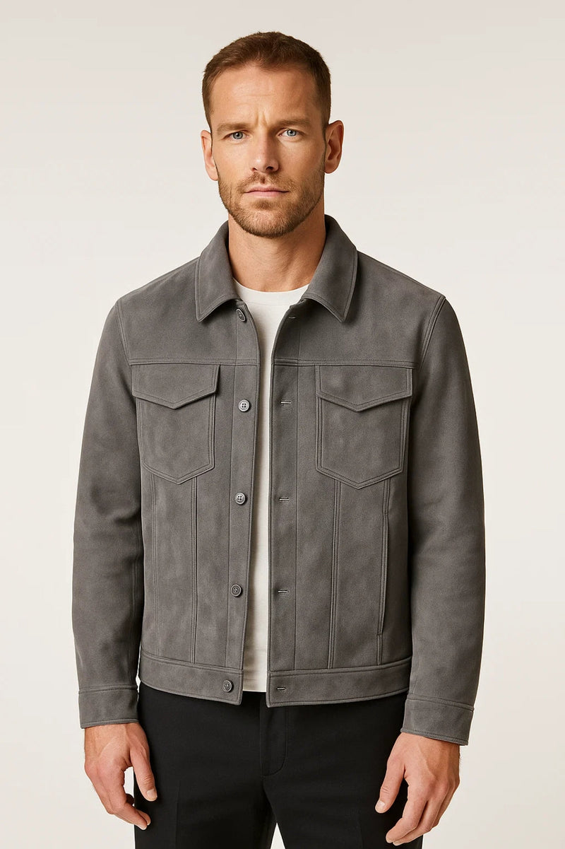 Trucker Buttoned Jacket-trucker jackets > men's jackets-Laventaire-Laventaire
