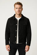 Trucker Buttoned Jacket-trucker jackets > men's jackets-Laventaire-Black-M-Laventaire