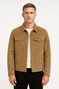 Trucker Buttoned Jacket-trucker jackets > men's jackets-Laventaire-Camel-M-Laventaire