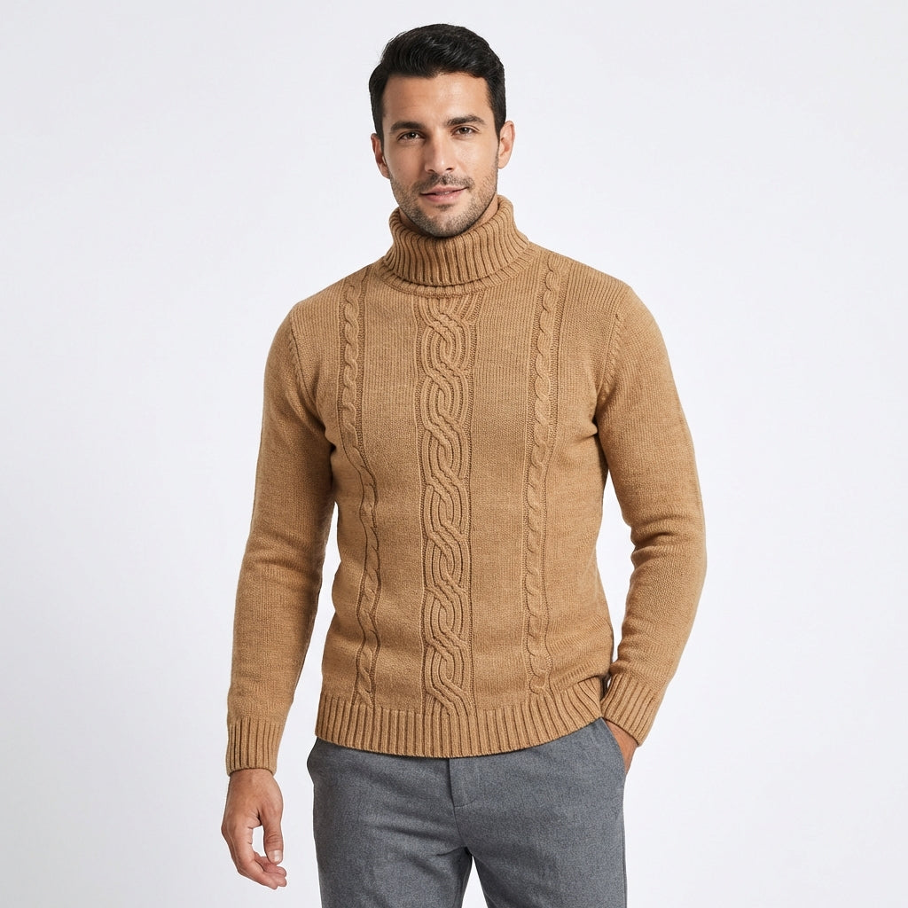 Turtleneck Jacquard Sweater-sweaters > turtleneck sweater-Laventaire-Laventaire