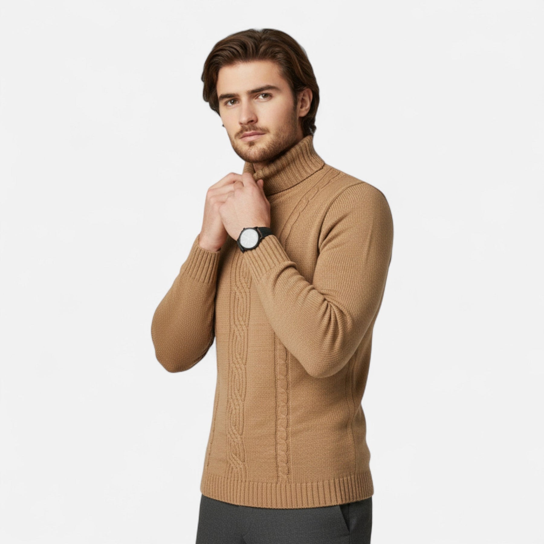 Turtleneck Jacquard Sweater-sweaters > turtleneck sweater-Laventaire-Laventaire