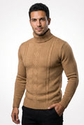 Turtleneck Jacquard Sweater-sweaters > turtleneck sweater-Laventaire-Camel-S-Laventaire