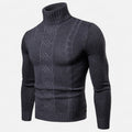 Turtleneck Jacquard Sweater-sweaters > turtleneck sweater-Laventaire-Dark Gray-S-Laventaire