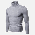 Turtleneck Jacquard Sweater-sweaters > turtleneck sweater-Laventaire-Gray-S-Laventaire