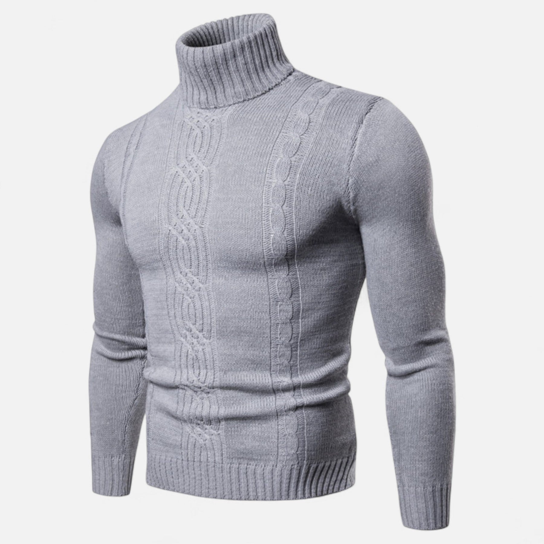 Turtleneck Jacquard Sweater-sweaters > turtleneck sweater-Laventaire-Gray-S-Laventaire