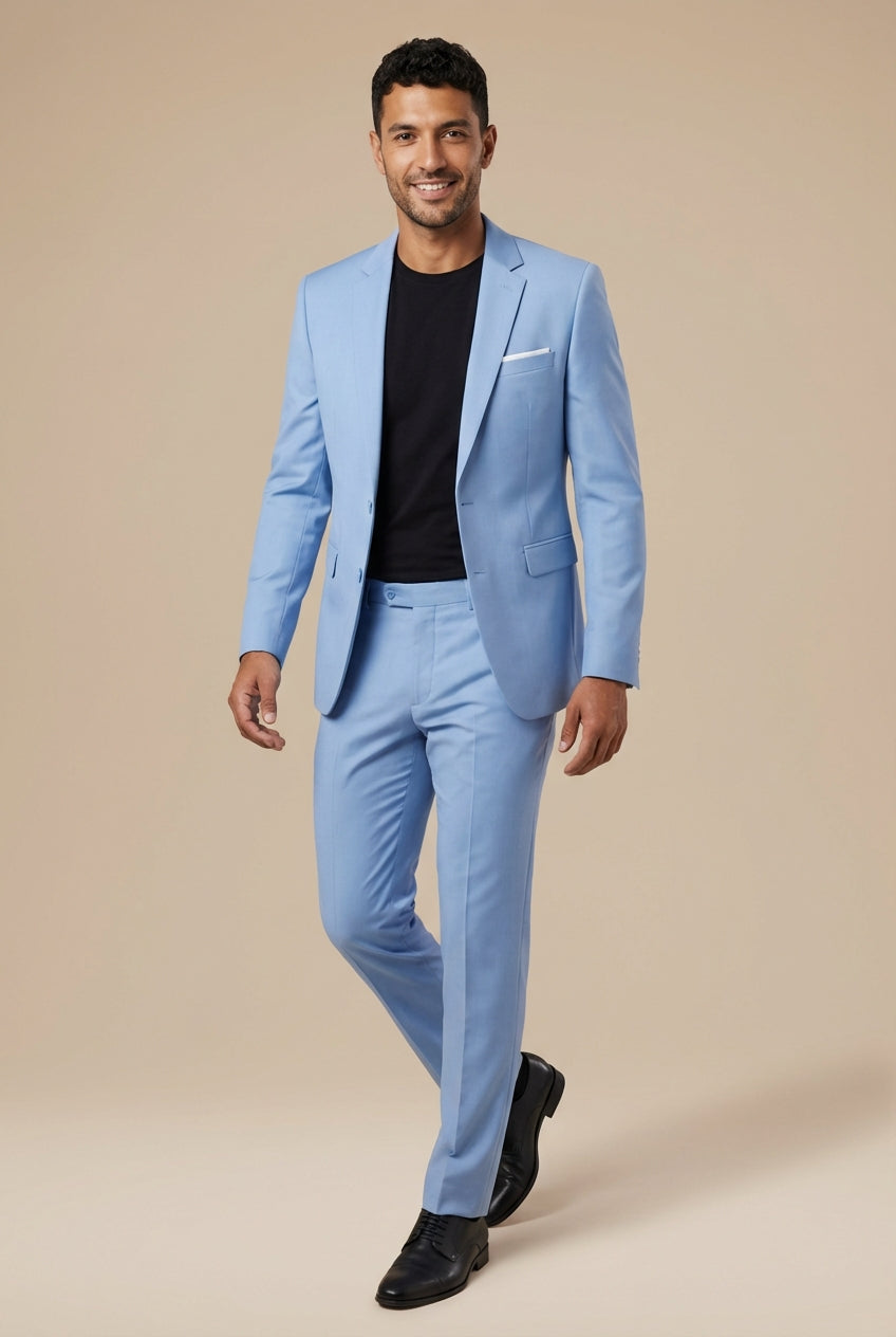 Two-Piece Business Suit-suits > men's suits > slim fit suits-Laventaire-Baby Blue-S-Laventaire