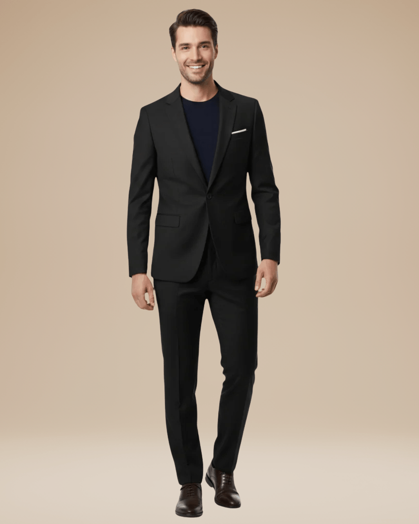Two-Piece Business Suit-suits > men's suits > slim fit suits-Laventaire-Black-S-Laventaire