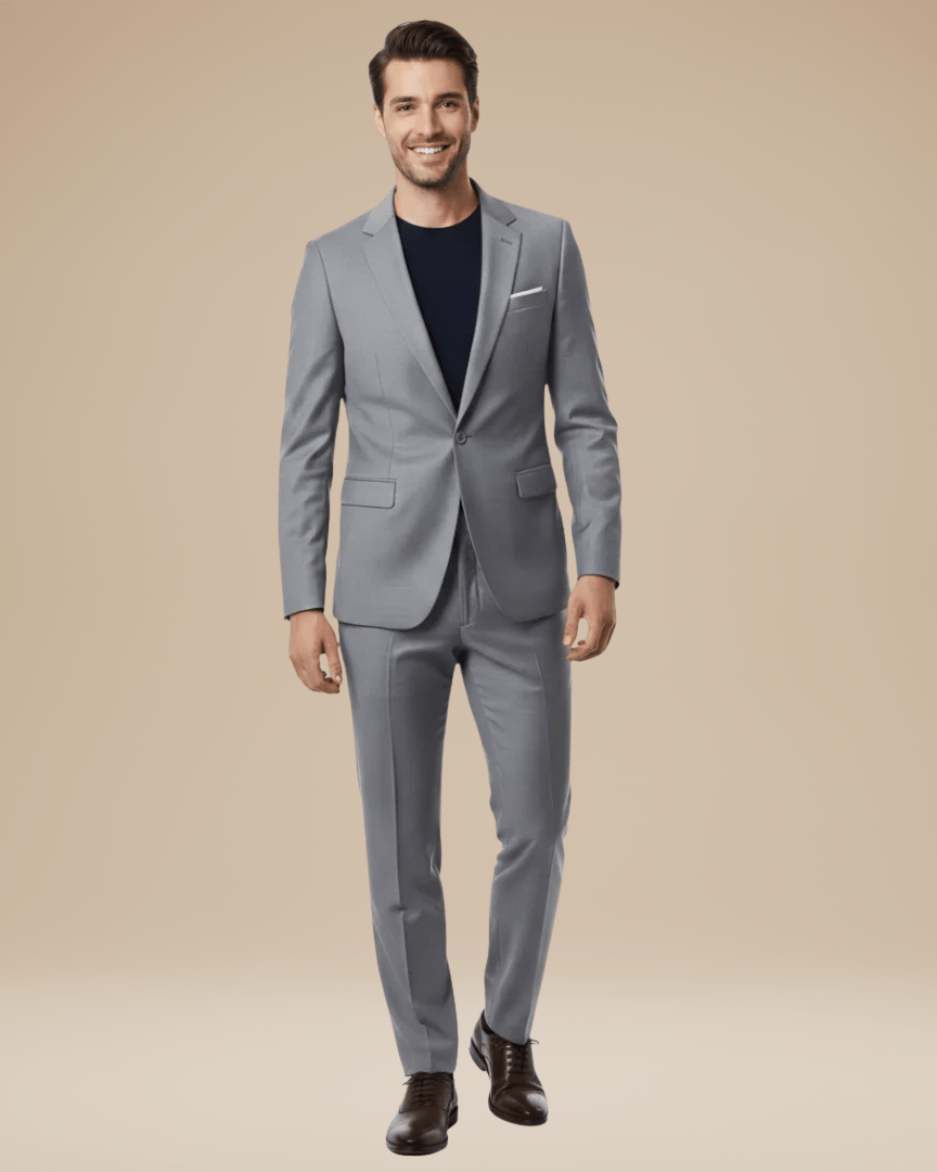 Two-Piece Business Suit-suits > men's suits > slim fit suits-Laventaire-Light Gray-S-Laventaire