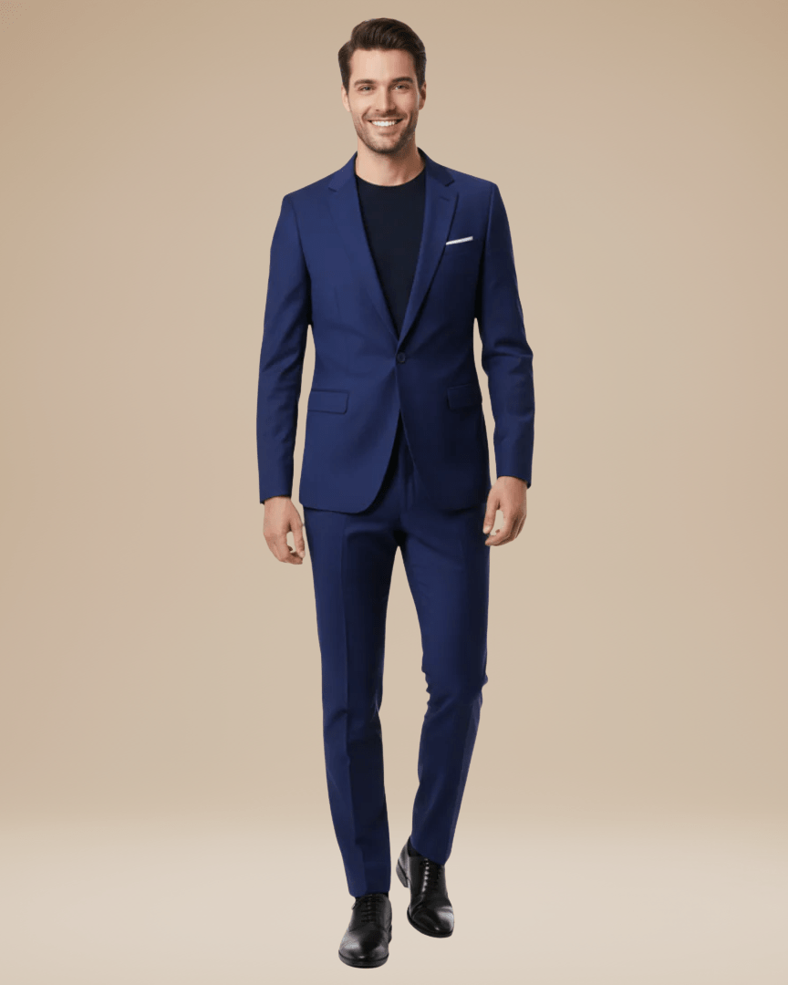 Two-Piece Business Suit-suits > men's suits > slim fit suits-Laventaire-Navy Blue-S-Laventaire