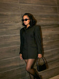 V-Neck Black Mini Dress-dresses > mini dress-Laventaire-Laventaire