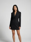 V-Neck Black Mini Dress-dresses > mini dress-Laventaire-Laventaire