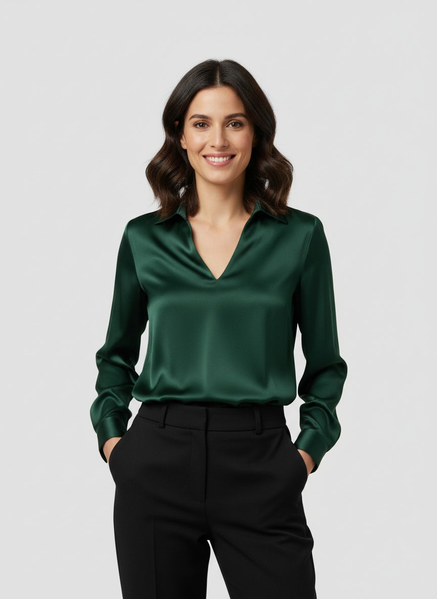 V-Neck Blouse Top-tops > blouses-Laventaire-Laventaire