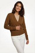 V-Neck Cardigan Sweater-sweaters > cardigan-Laventaire-Brown-XS-Laventaire
