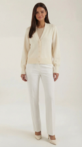 V-Neck Cardigan Sweater-sweaters > cardigan-Laventaire-Cream-XS-Laventaire