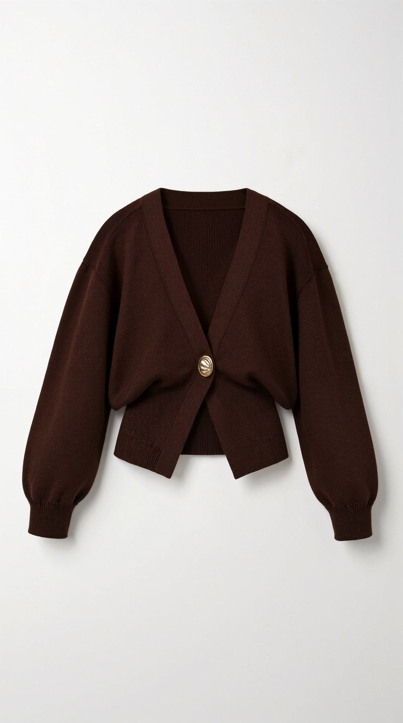 V-Neck Casual Cardigan-cardigans > casual cardigan-Laventaire-Laventaire