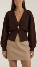 V-Neck Casual Cardigan-cardigans > casual cardigan-Laventaire-Laventaire