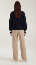 V-Neck Contrast Trim Sweater-sweaters > v-neck sweater-Laventaire-Laventaire