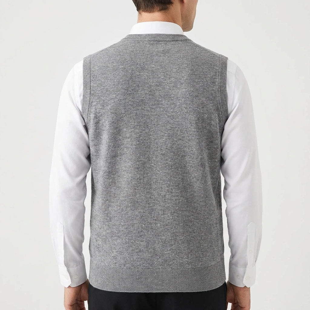 V-Neck Knit Vest-tops > vests-Laventaire-Laventaire