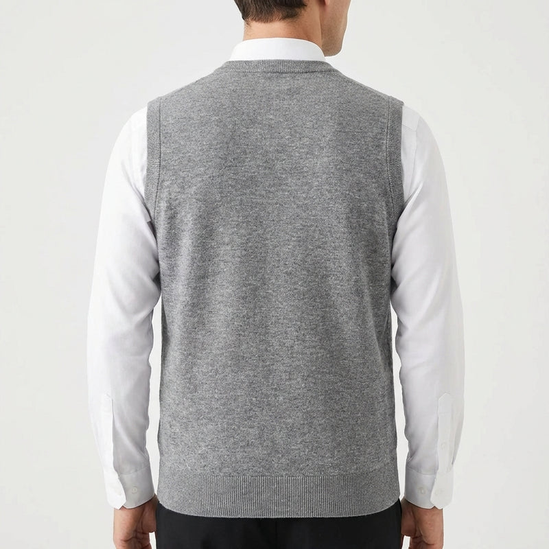 V-Neck Knit Vest-tops > vests-Laventaire-Laventaire