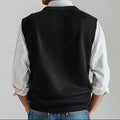 V-Neck Knit Vest-tops > vests-Laventaire-Laventaire