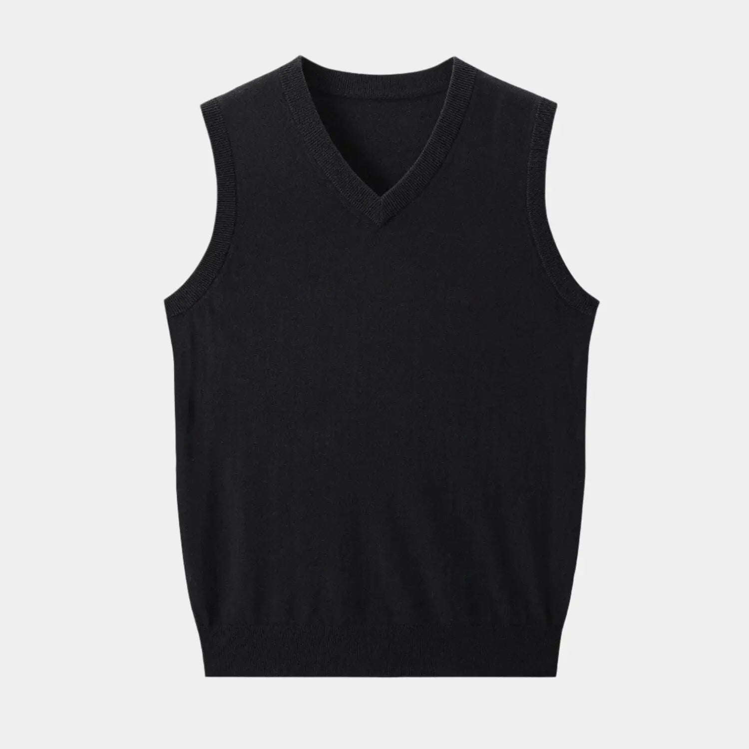 V-Neck Knit Vest-tops > vests-Laventaire-Black-M-Laventaire