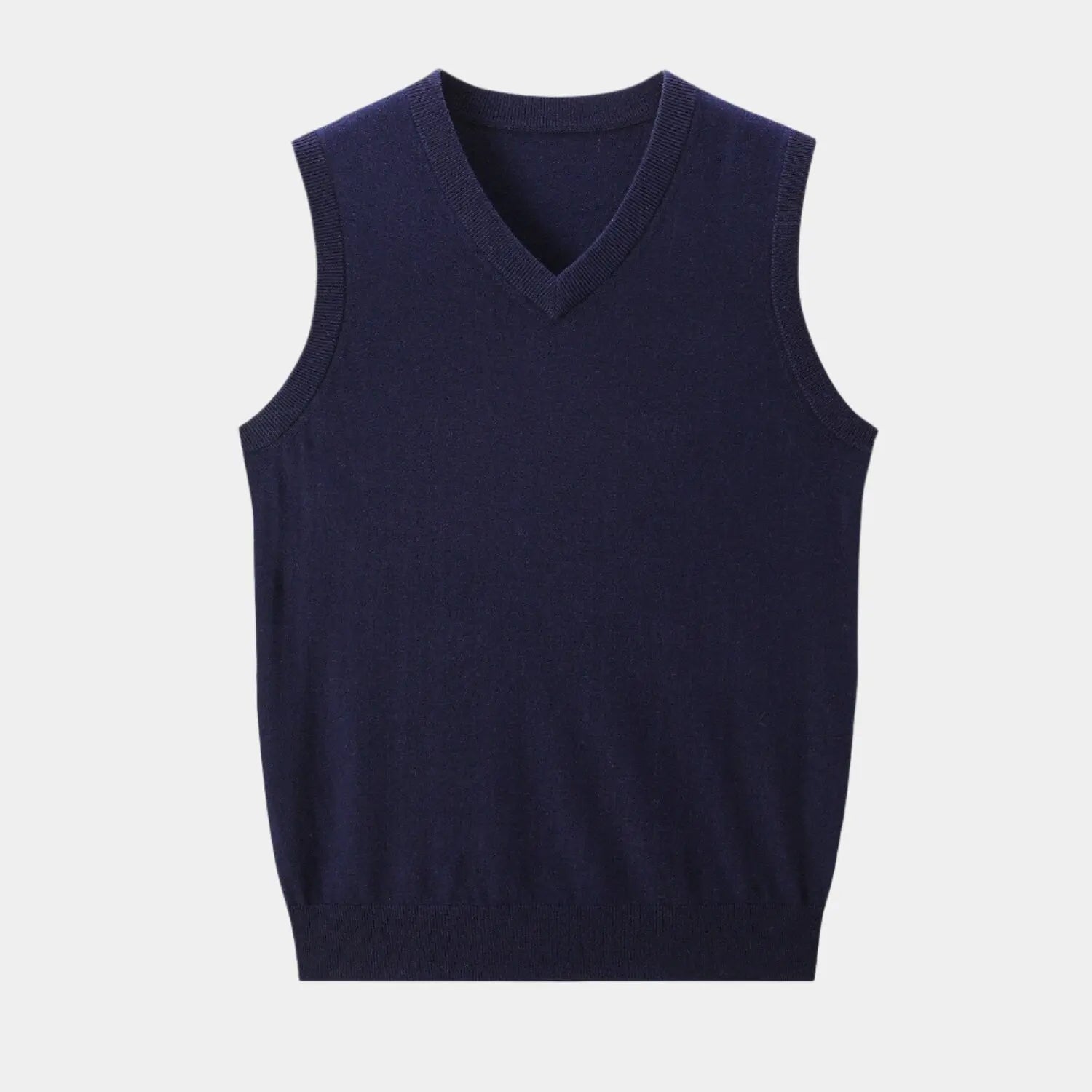 V-Neck Knit Vest-tops > vests-Laventaire-Navy Blue-M-Laventaire