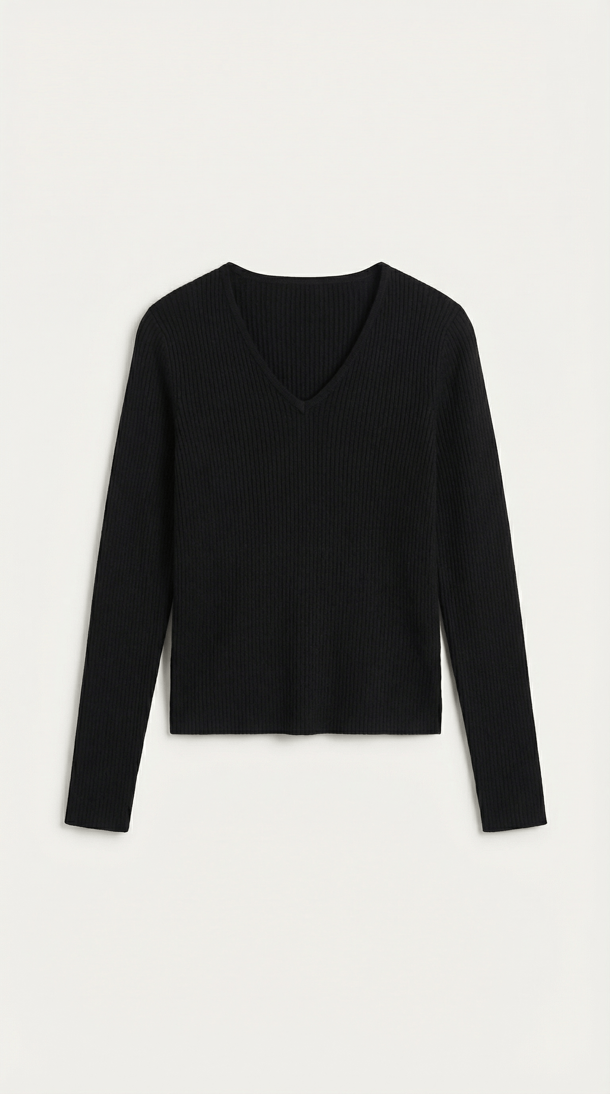 V-Neck Ribbed Sweater-sweaters > V-neck sweater-Laventaire-Laventaire