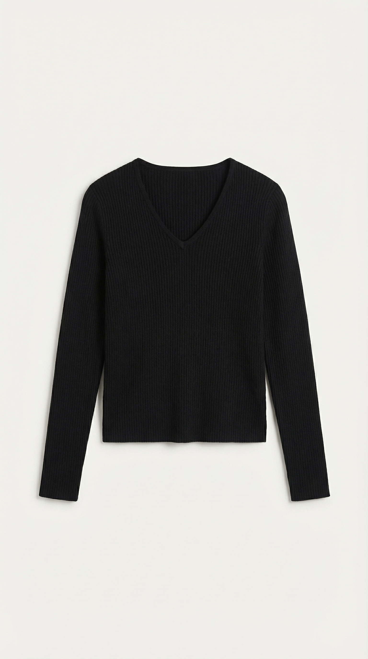 V-Neck Ribbed Sweater-sweaters > V-neck sweater-Laventaire-Laventaire