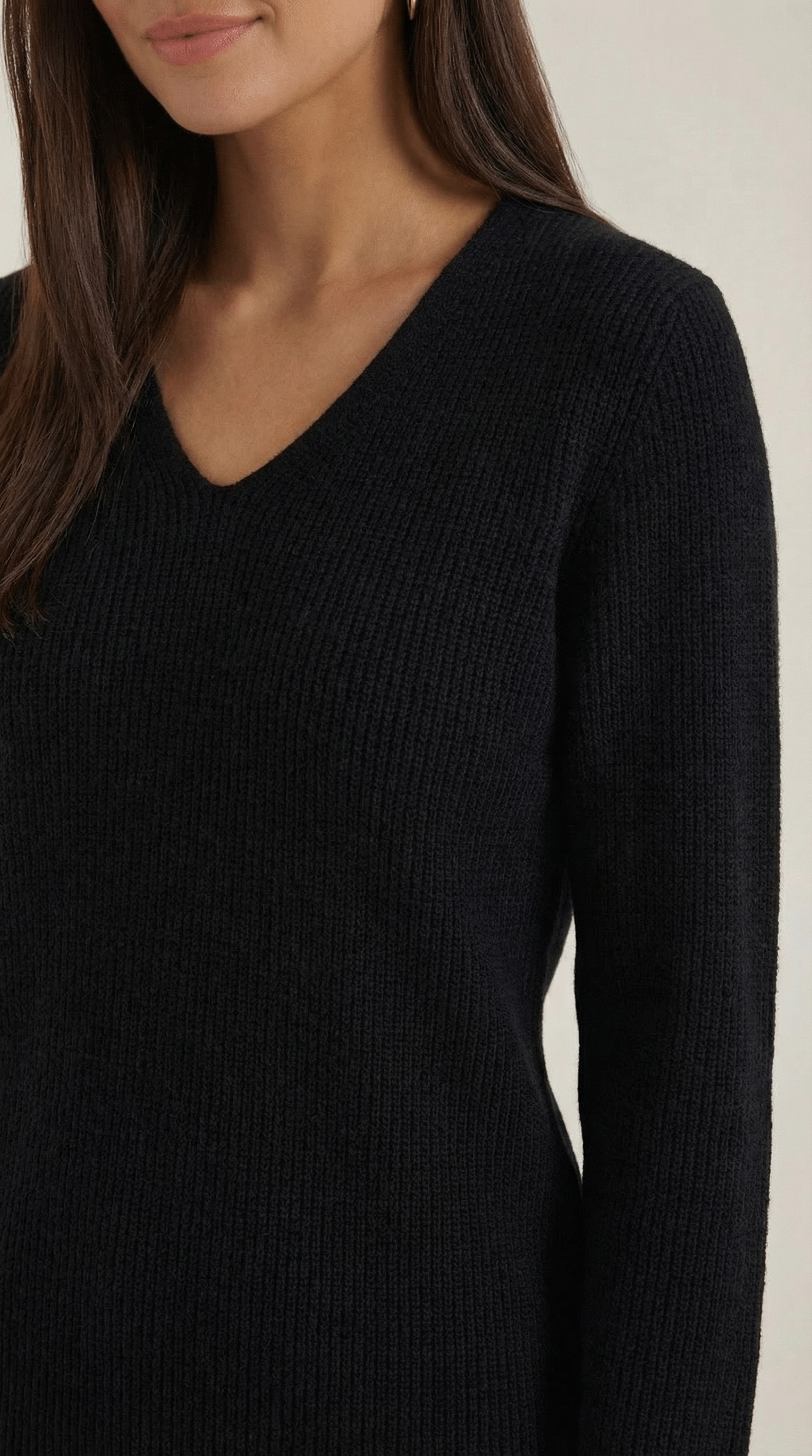 V-Neck Ribbed Sweater-sweaters > V-neck sweater-Laventaire-Laventaire