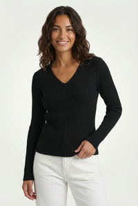V-Neck Ribbed Sweater-sweaters > V-neck sweater-Laventaire-Laventaire