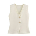 Vest Skirt Set Outfit-sets > vest skirt set-Laventaire-Cream Vest-S-Laventaire