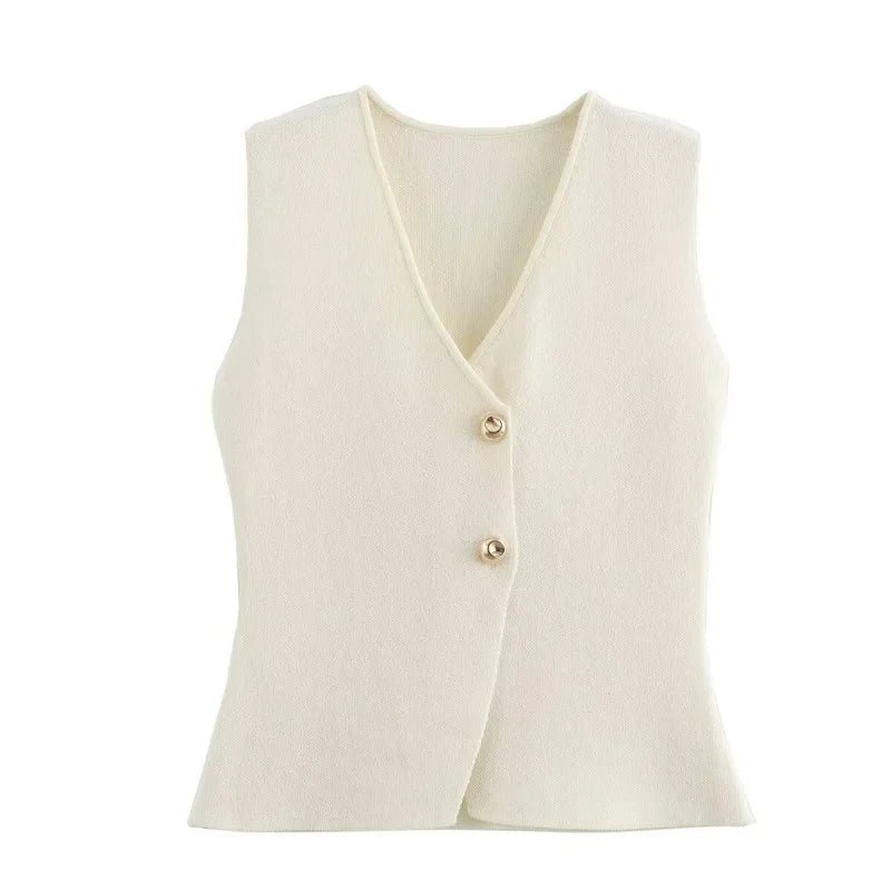 Vest Skirt Set Outfit-sets > vest skirt set-Laventaire-Cream Vest-S-Laventaire
