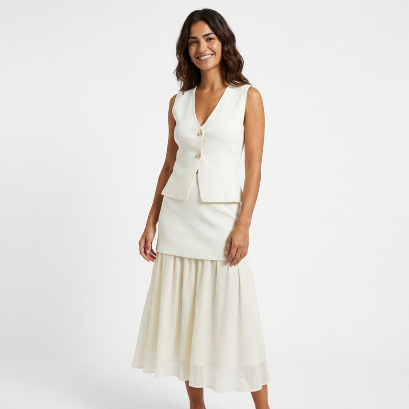 Vest Skirt Set Outfit-sets > vest skirt set-Laventaire-Laventaire