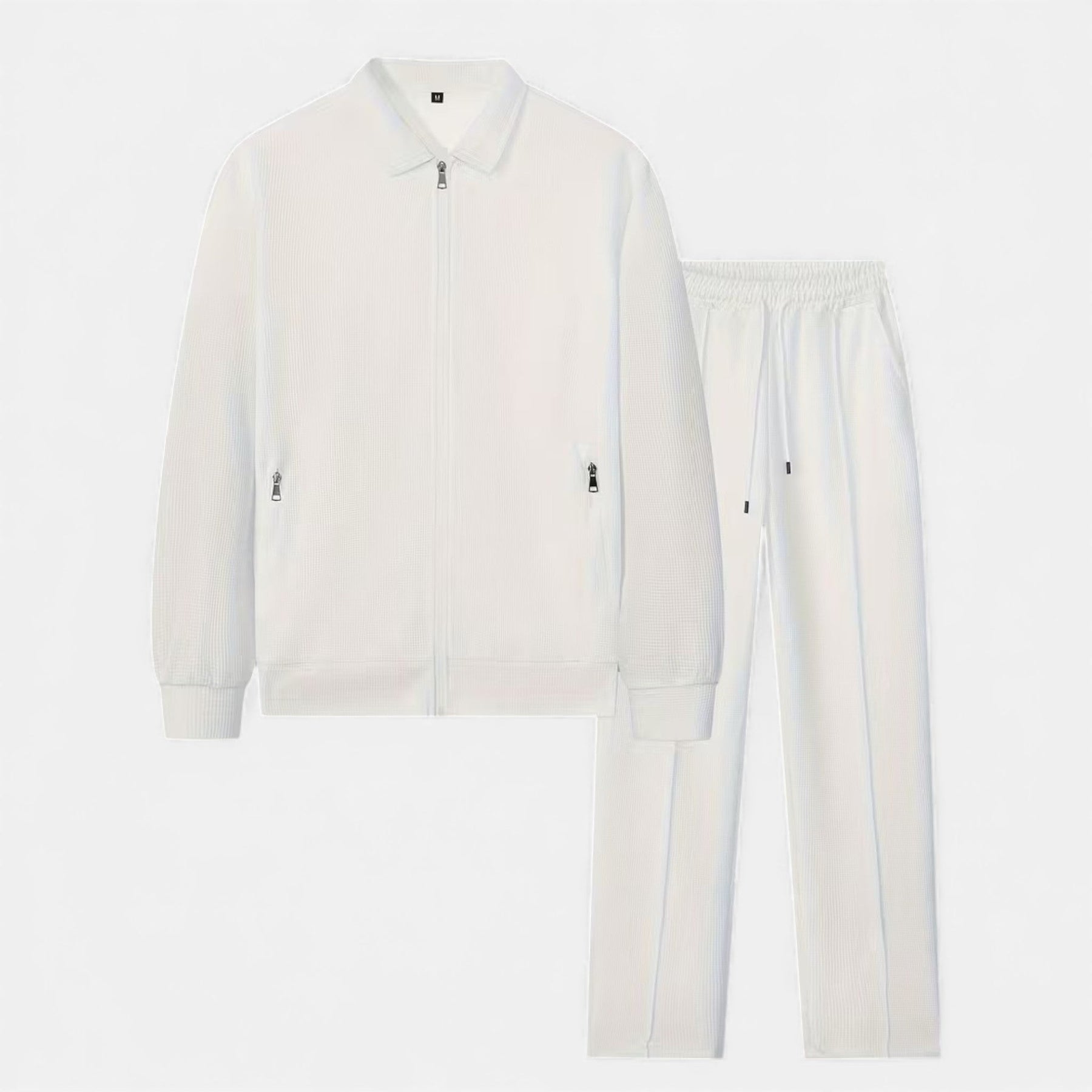 Waffle Knit Casual Set-sets > casual set-Laventaire-White-S-Laventaire