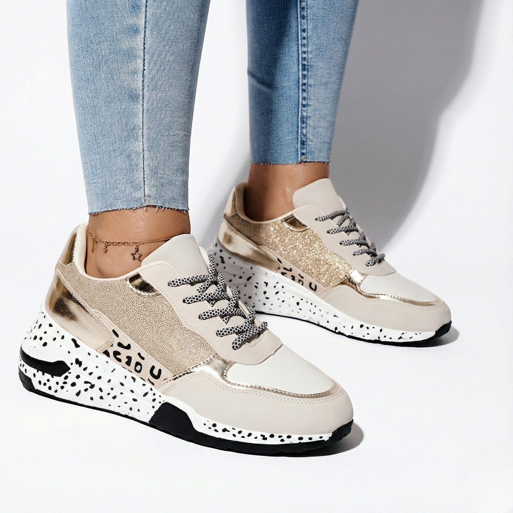 Walking Lace-Up Sneakers-footwear > sneakers > walking sneakers-Laventaire-Gold-35-Laventaire