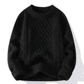Warm Long Sleeve Sweater-sweaters > crew neck sweater-Laventaire-Black-S-Laventaire