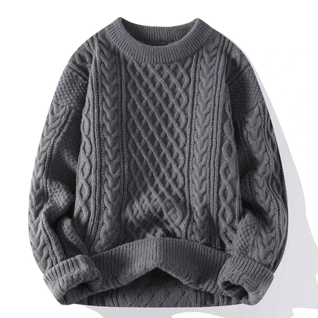 Warm Long Sleeve Sweater-sweaters > crew neck sweater-Laventaire-Gray-S-Laventaire