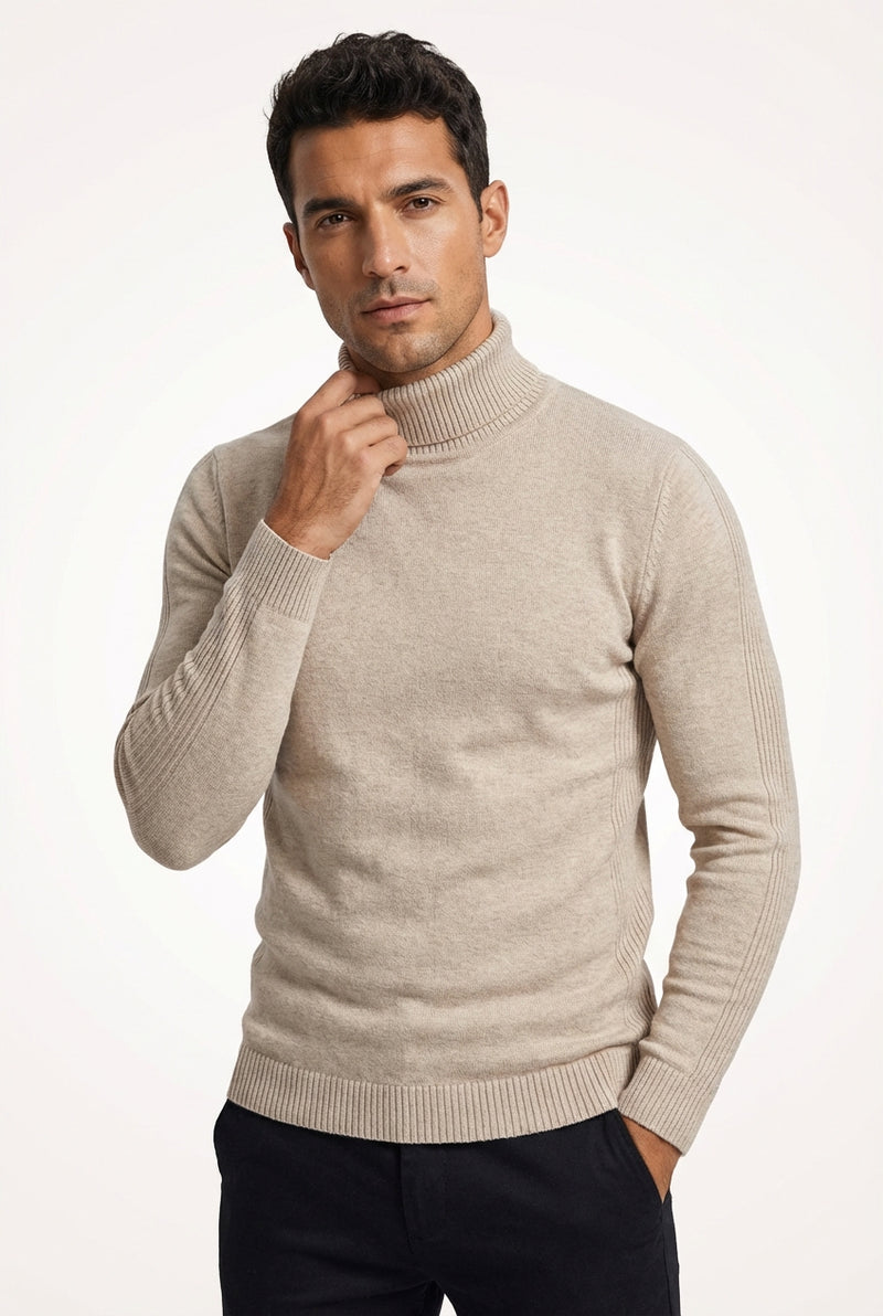 Warm Turtleneck Sweater-sweaters > turtleneck sweater-Laventaire-Light Beige-S-Laventaire