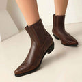 Western Cowboy Ankle Boots-footwear > boots > ankle boots-Laventaire-Laventaire