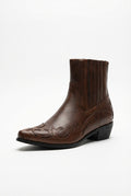 Western Cowboy Ankle Boots-footwear > boots > ankle boots-Laventaire-Dark Brown-35-Laventaire