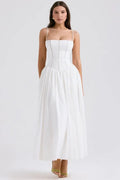 White Floral Maxi Dress-dresses > maxi dress-Laventaire-Laventaire