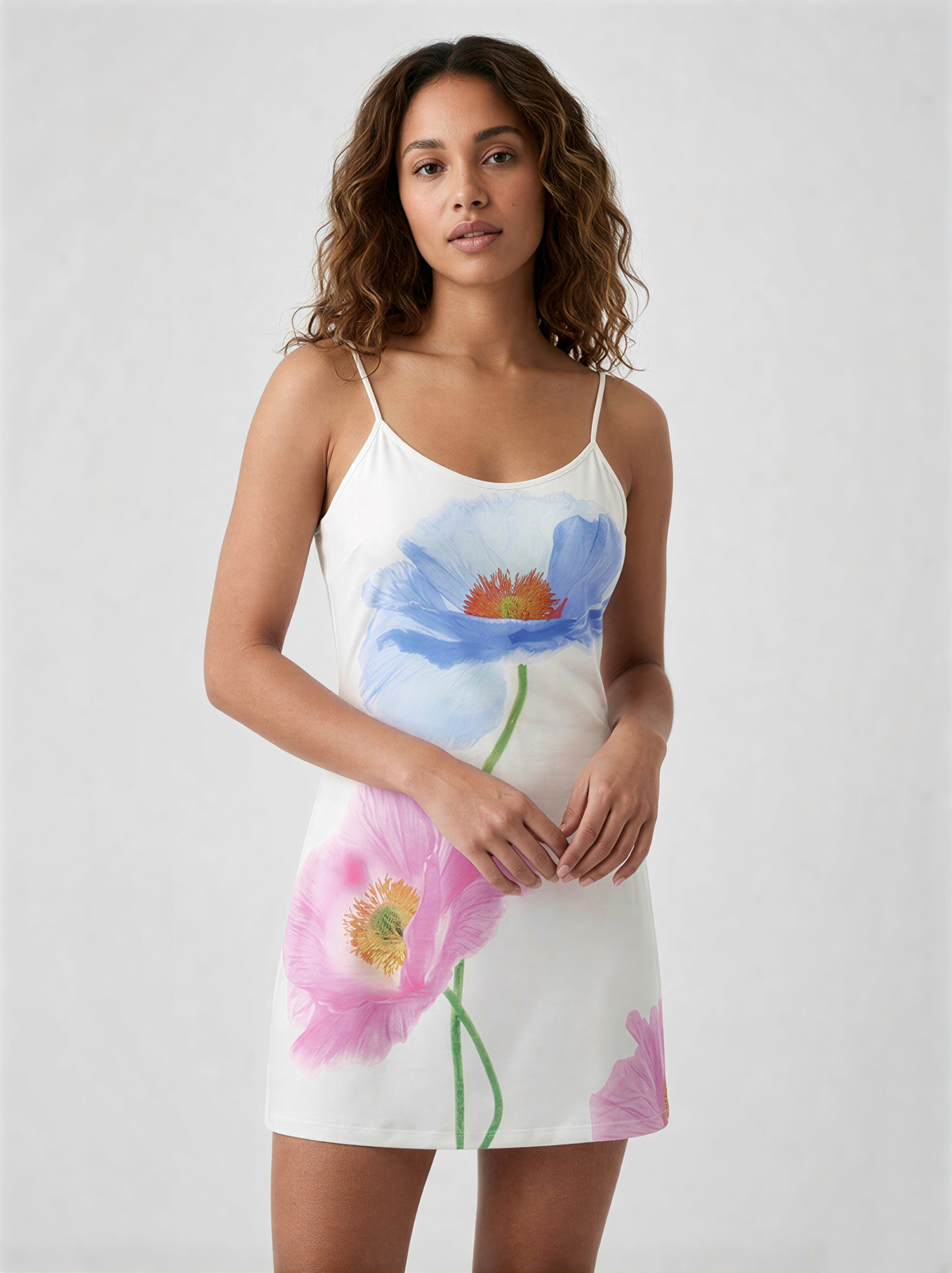 White Floral Mini Dress-dresses > mini dress-Laventaire-Laventaire