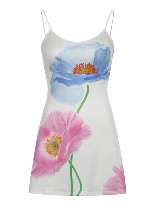 White Floral Mini Dress-dresses > mini dress-Laventaire-Laventaire