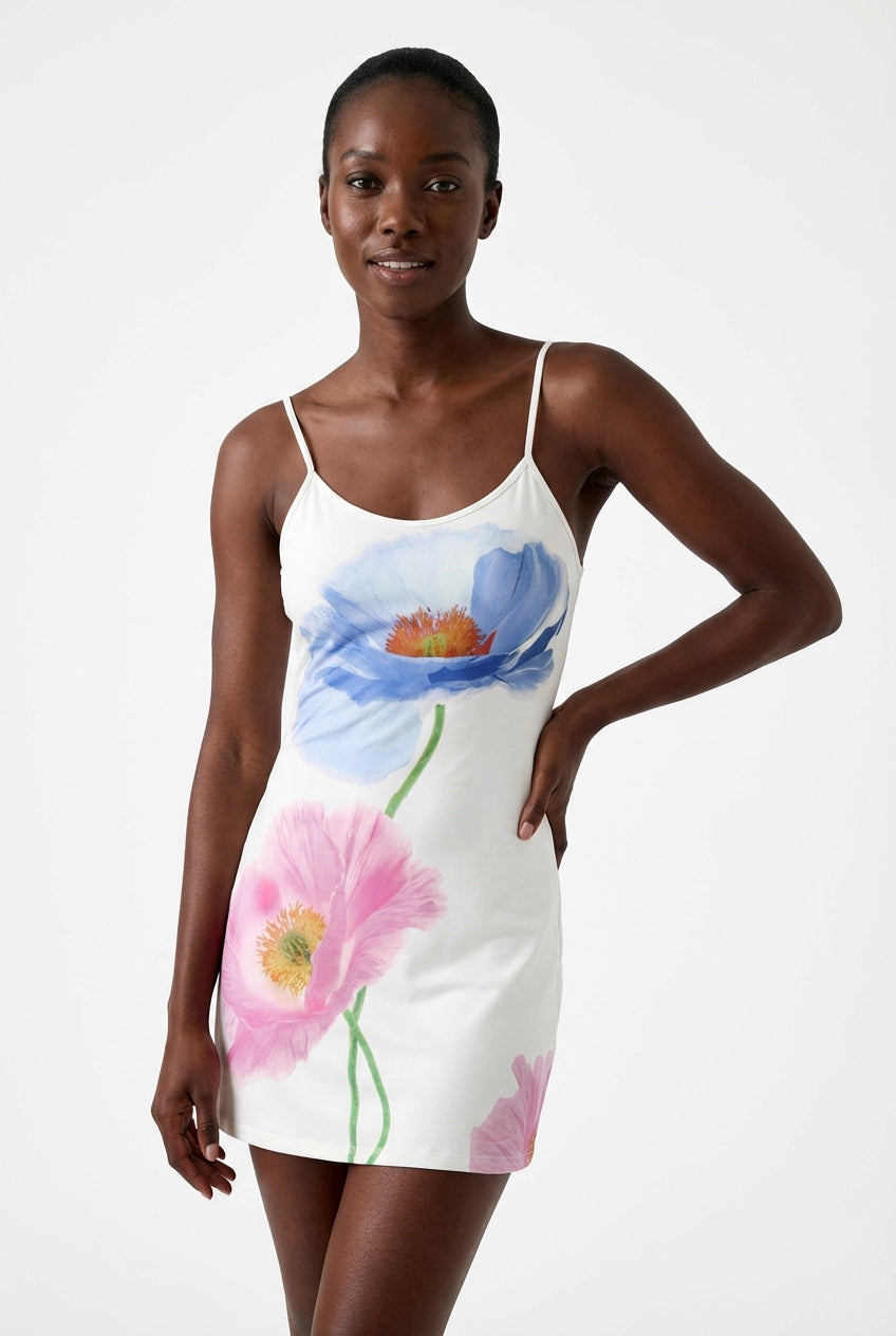 White Floral Mini Dress-dresses > mini dress-Laventaire-Laventaire
