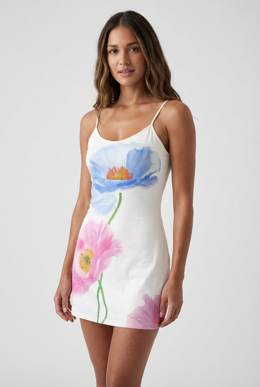 White Floral Mini Dress-dresses > mini dress-Laventaire-Laventaire