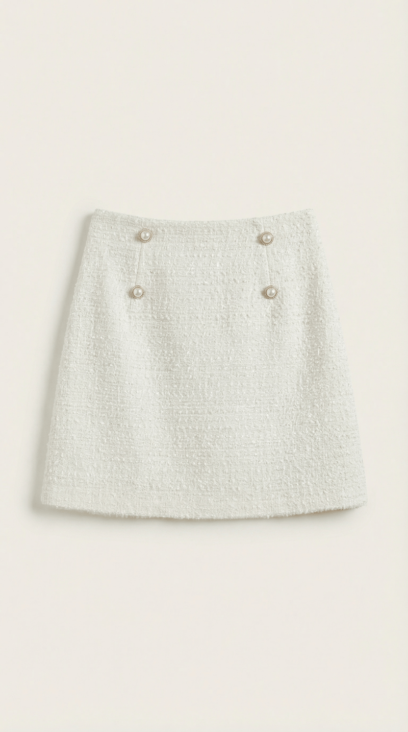 White Mini Skirt A-Line-Mini Skirts-Laventaire-Laventaire